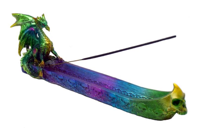 12" Multi - Coloured Dragon Incense Burner - High Moon Haven