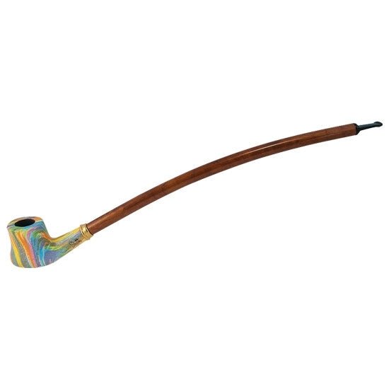 15" Curved Cherry Wood Shire Pipe with Rainbow Bowl - High Moon Haven