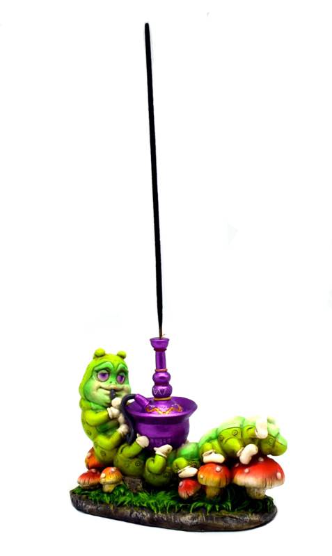 4 X 5" Caterpillar Smoking a Hookah Incense Burner - High Moon Haven