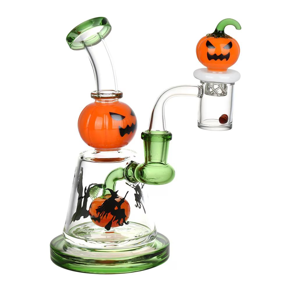 7" Halloween Ball Rig Set w Carb Cap / Terp Pearls 14mm F - style:Halloween - High Moon Haven