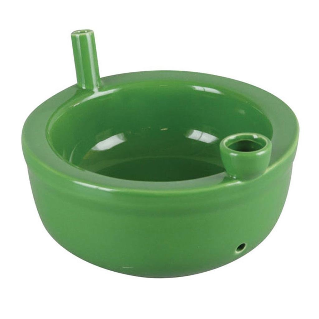 Ceramic Cereal Green Bowl Pipe - High Moon Haven