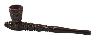 Dark Nostalgia Carved Wood Smoking Pipe - 8" - High Moon Haven