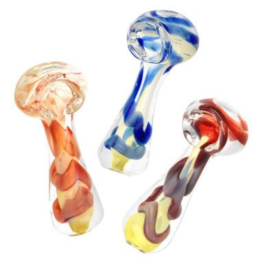 Fumed Jumbo Swirl Spoon Pipe - 3" / Colors Vary - High Moon Haven