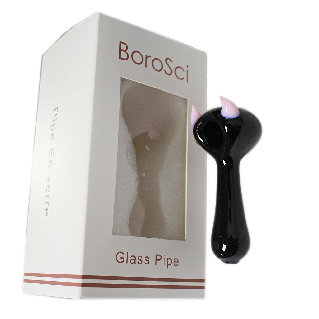 Glass Pipe BoroSci 4" Pink Horns - High Moon Haven