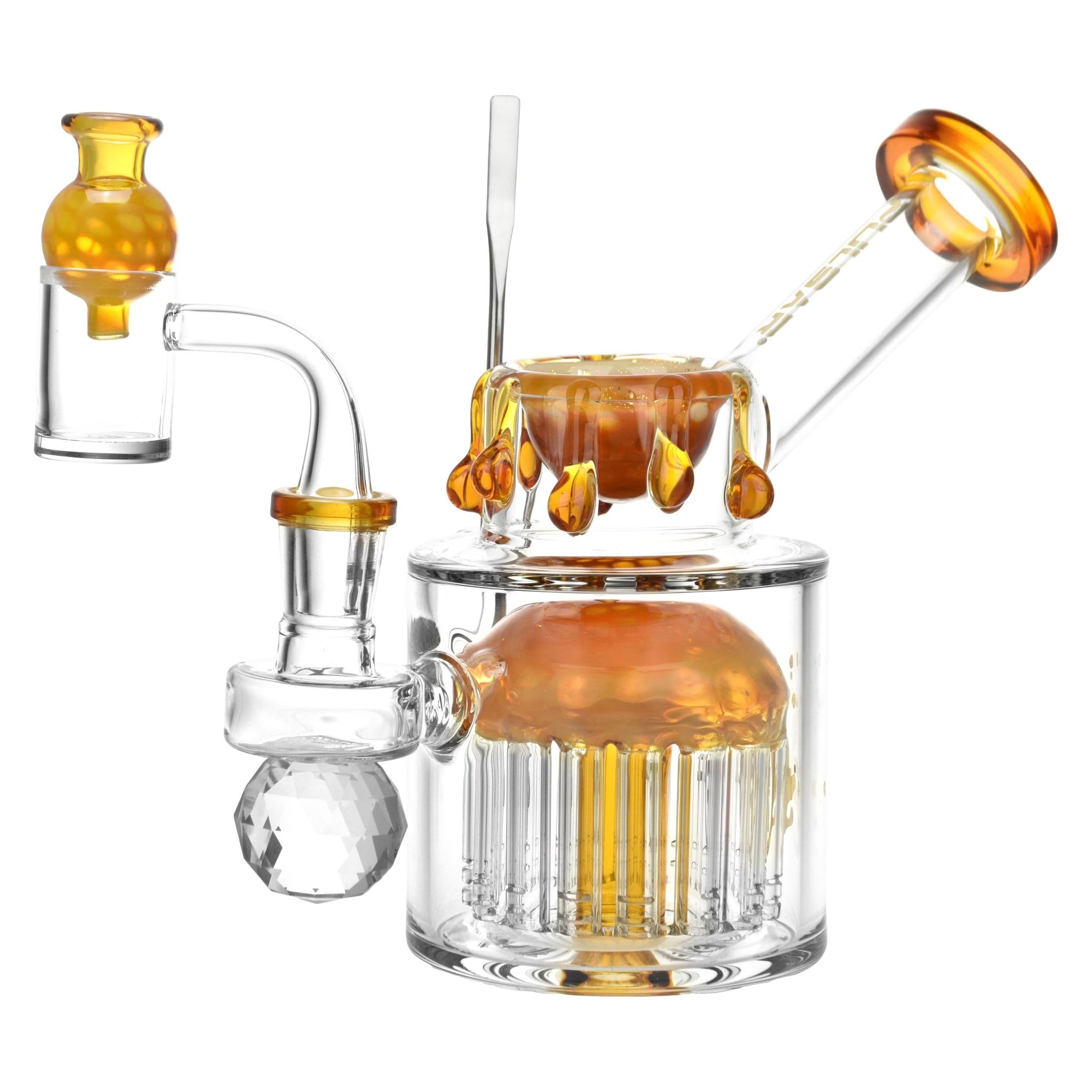 Pulsar Day Drippin' Glass Dab Rig - 6" / 14mm F - color:Honey - High Moon Haven