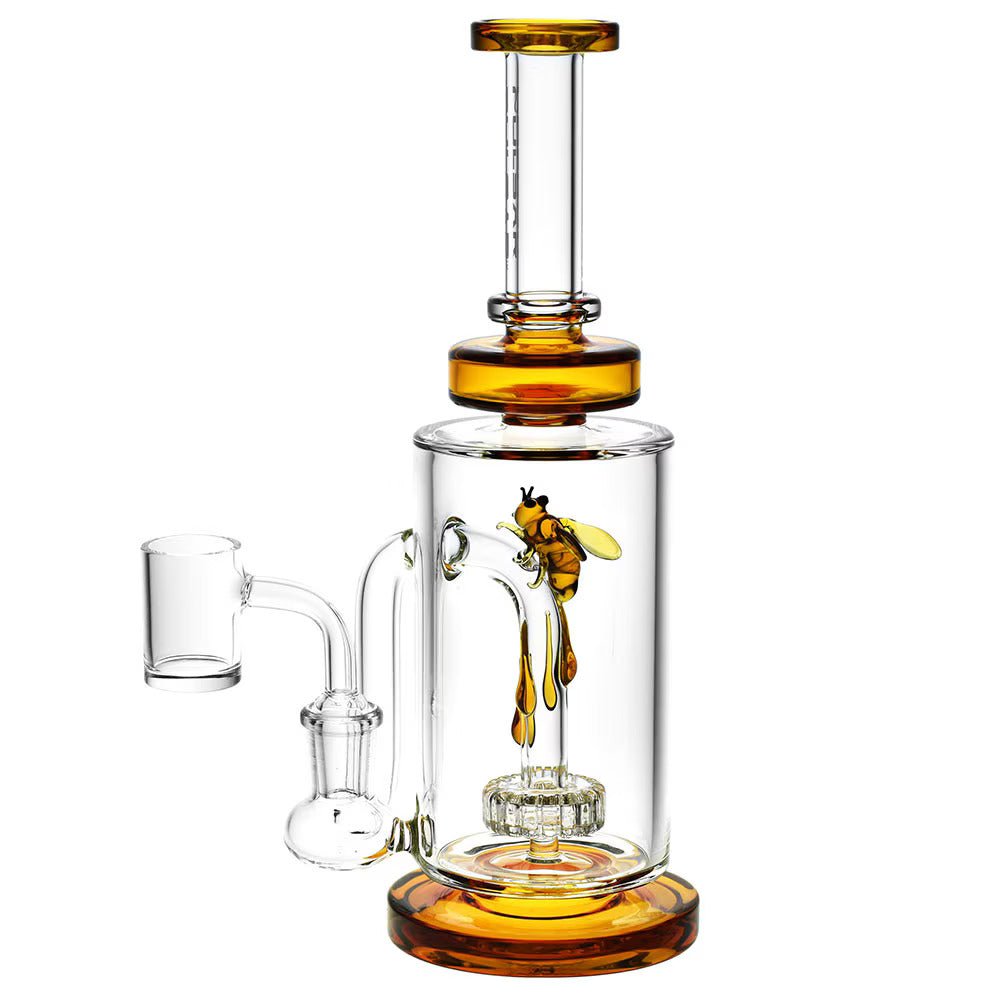 Pulsar Honey Bee Mine Drop Down Dab Rig - 14mm F/8.75" - color:Amber - High Moon Haven