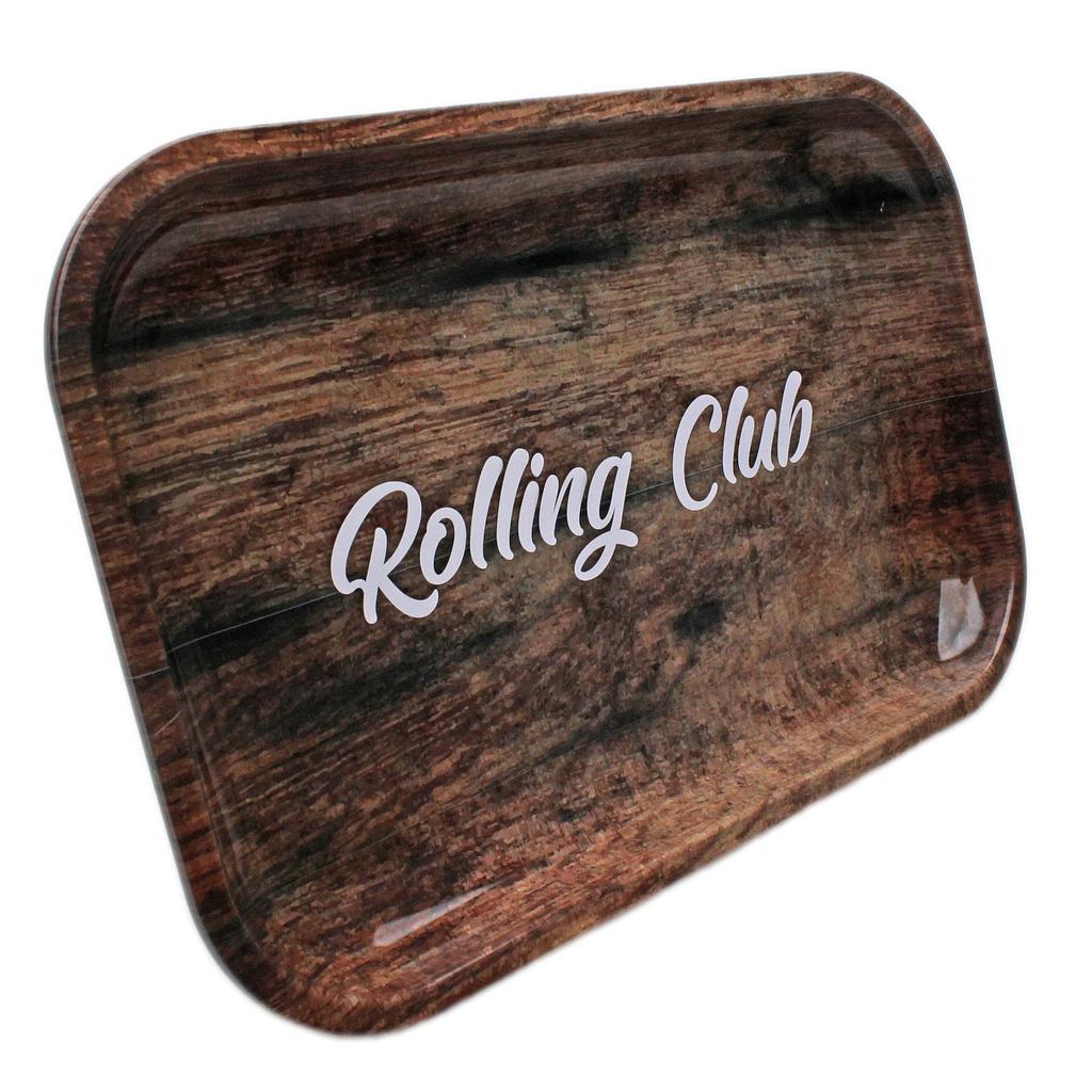 Rolling Club Metal Rolling Tray - Medium - Woodgrain - High Moon Haven