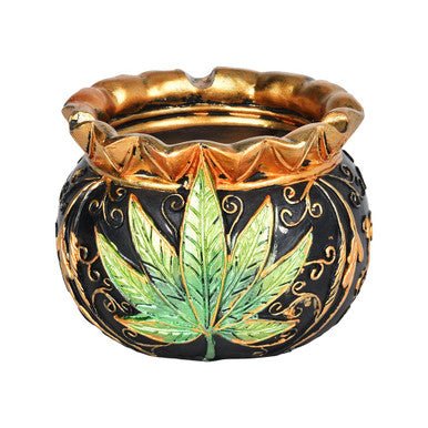 Royal Leaf Cauldron Secret Storage Polyresin Ashtray - 4.5" - High Moon Haven