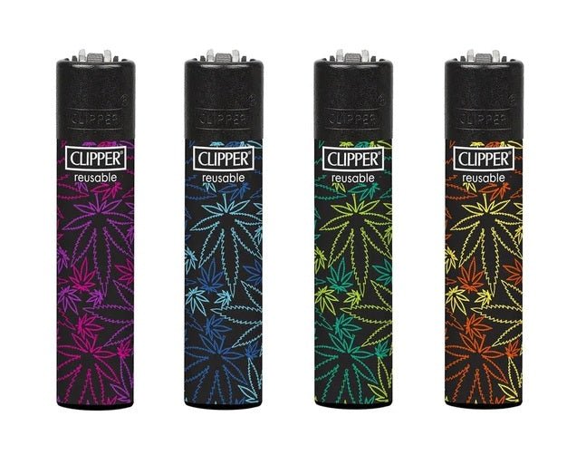 RTL - Disposable Lighters Clipper Large Printed Cannabis Fluo - High Moon Haven