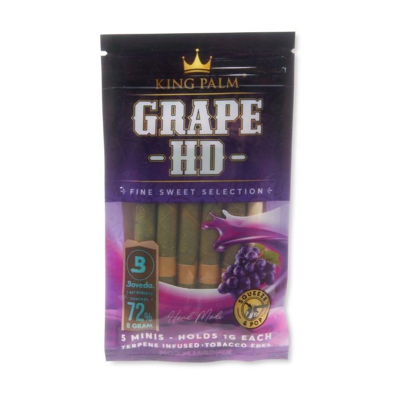 RTL - King Palm Mini Flavored Leaf Tubes Grape HD 5 Per Pack - High Moon Haven