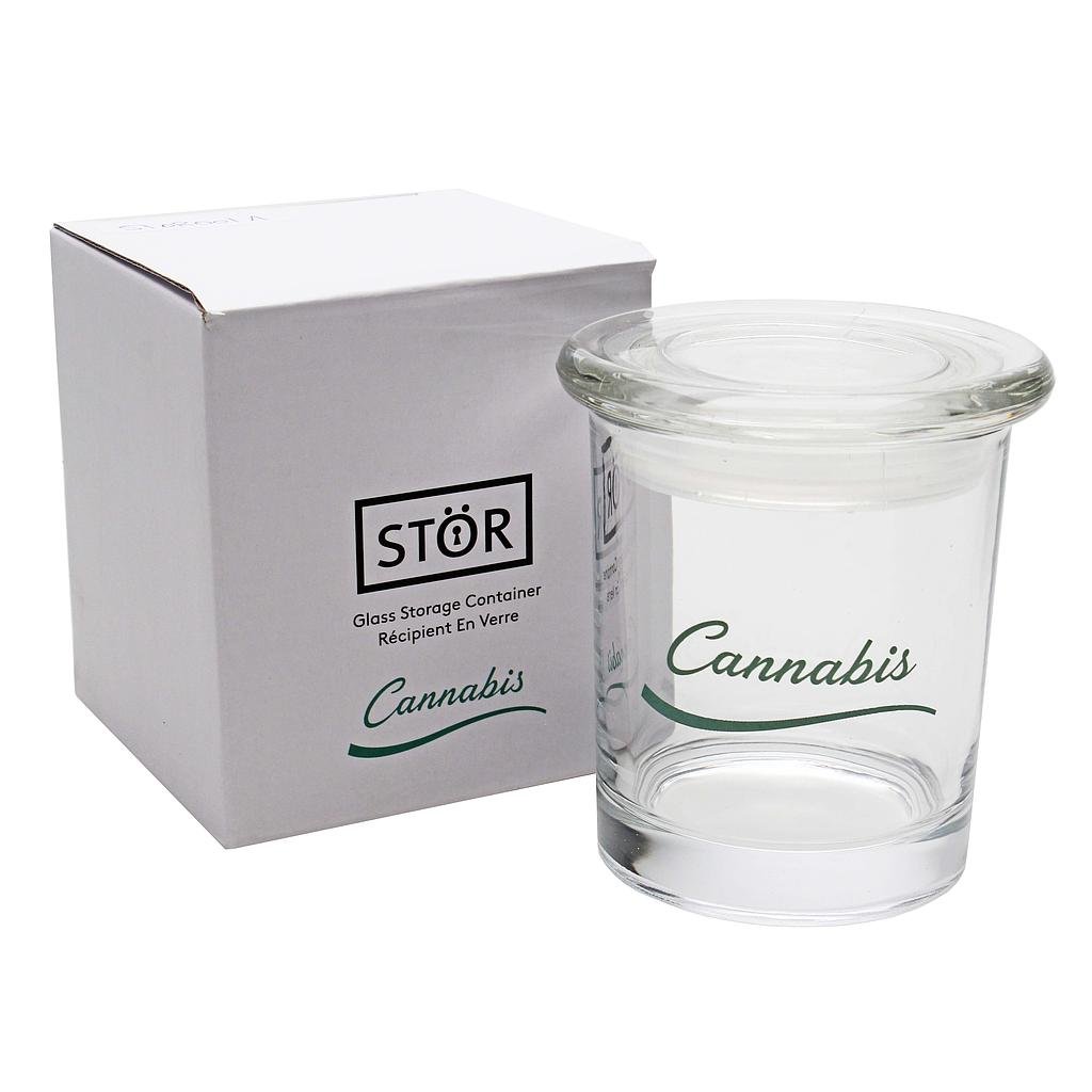 Storage Jar Stor Glass Pop Top Cannabis Design - High Moon Haven