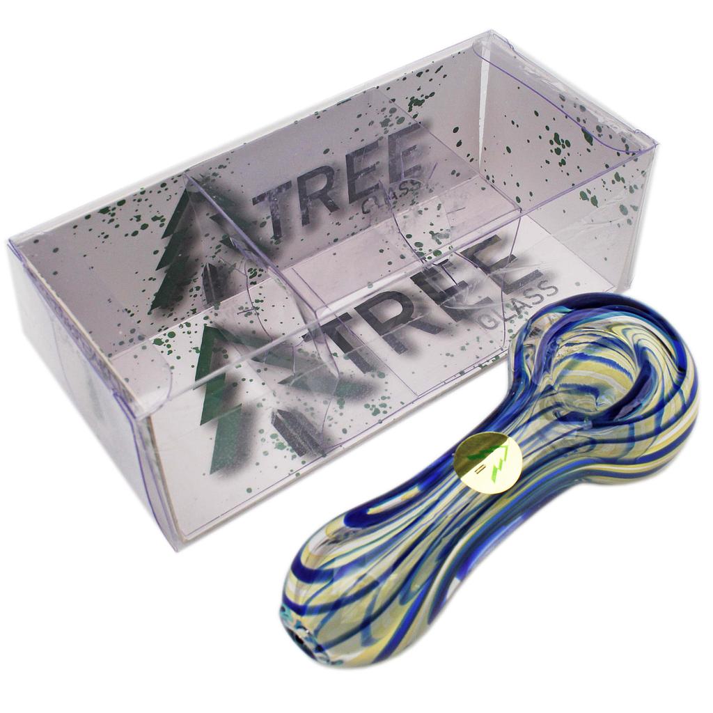 Tree Glass 4" Fumed Colour Stripes Glass Pipe - High Moon Haven